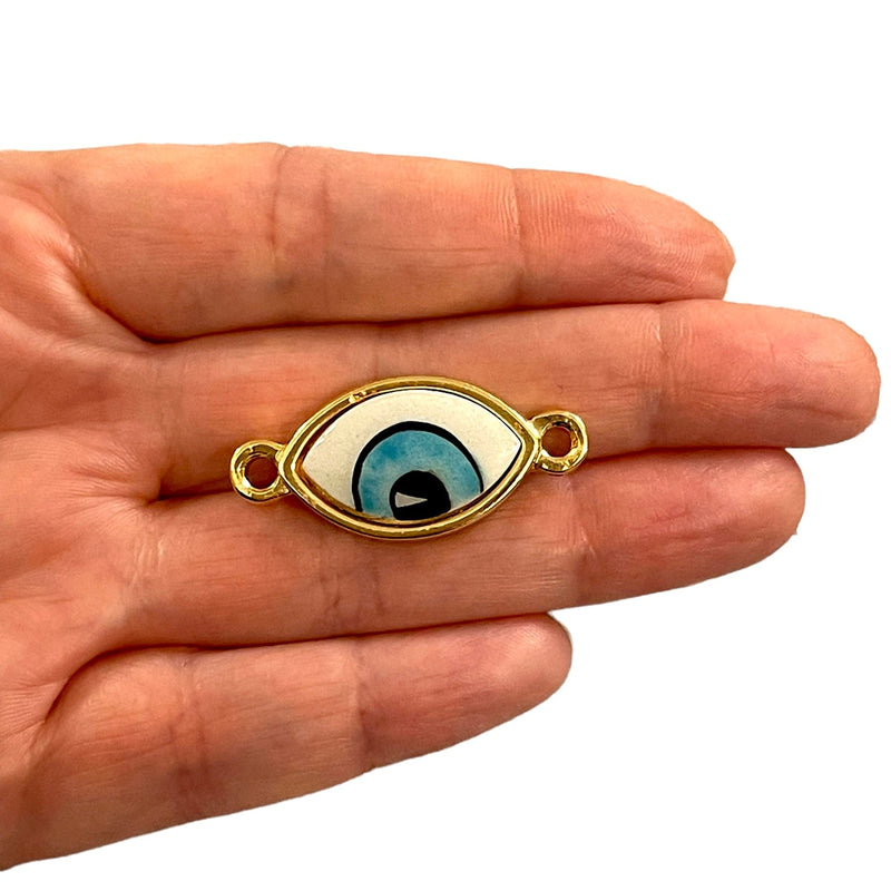 24Kt Gold Plated Hand Made&Paint Ceramic Eye Connector