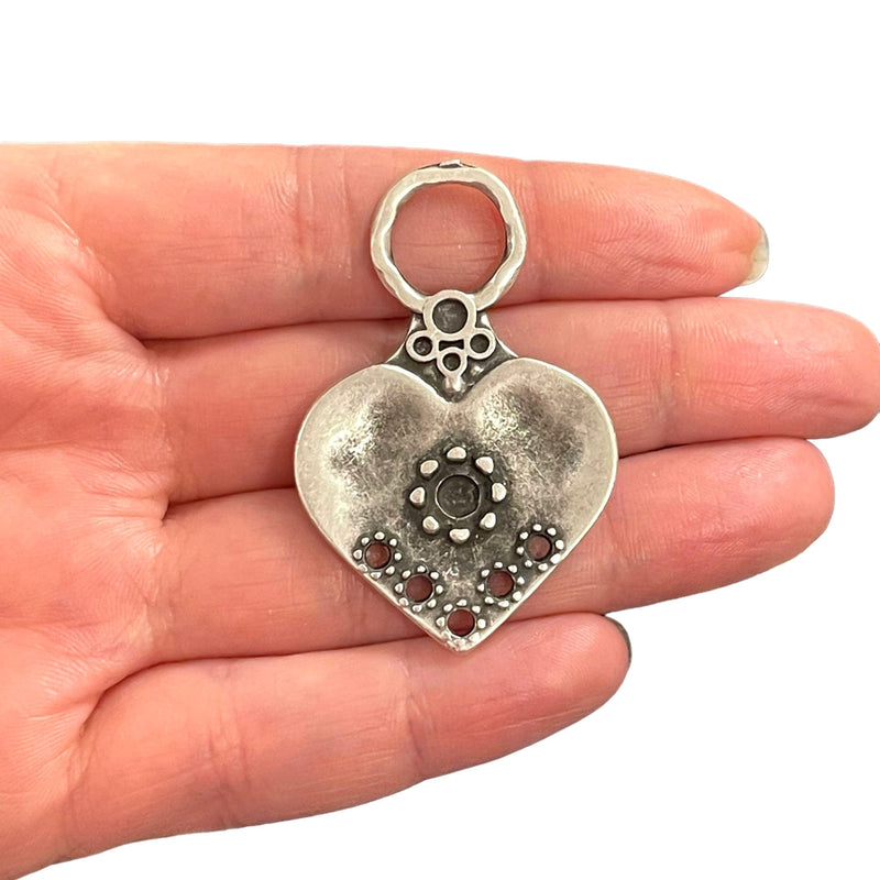 Antique Silver Plated Heart Pendant