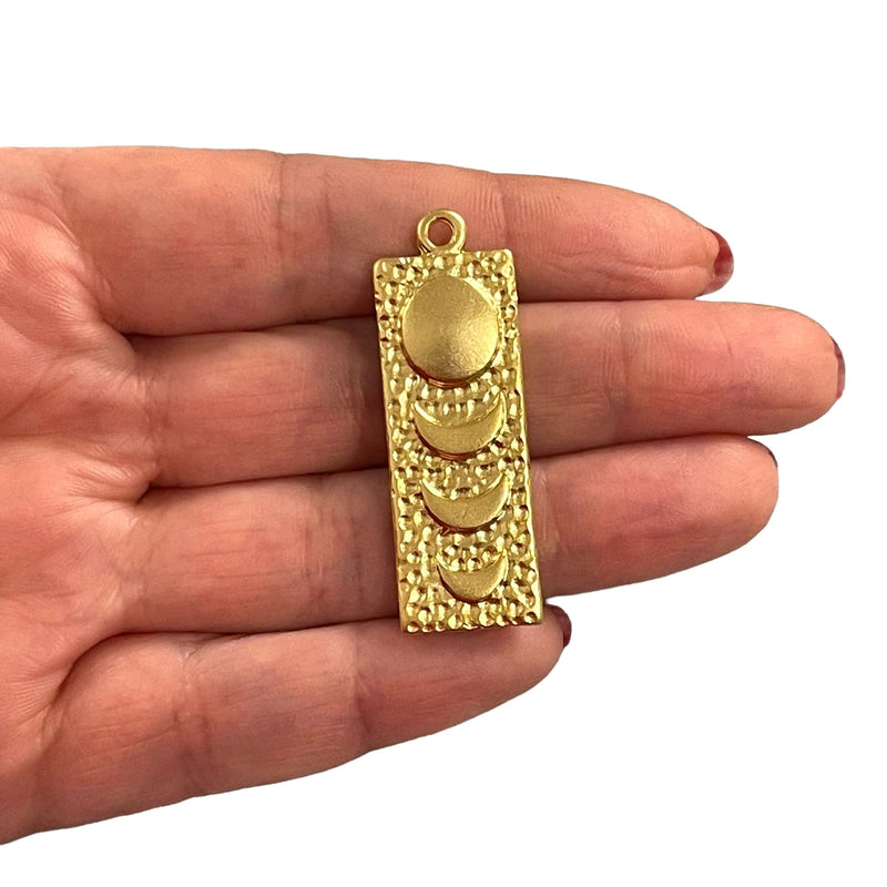 24Kt Matte Gold Plated Phases of Moon Pendant