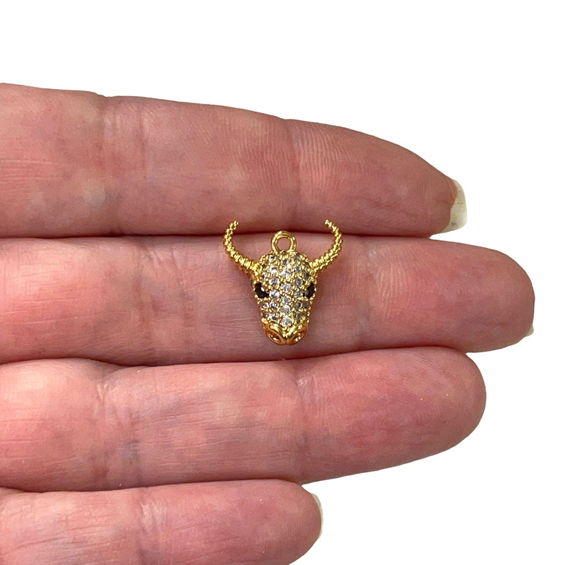 24Kt Gold Plated CZ Micro Pave Cow Charm