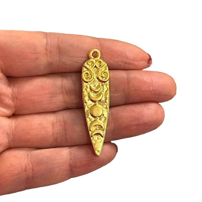 24Kt Matte Gold Plated Phases of Moon Pendant