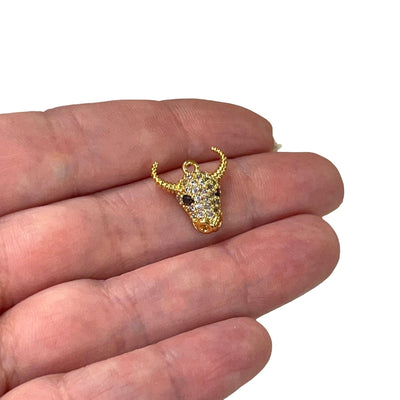 24Kt Gold Plated CZ Micro Pave Cow Charm