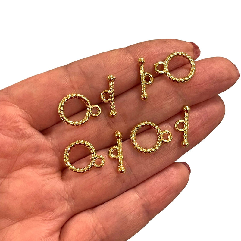 4 Sets 24Kt Shiny Gold Plated Toggle Clasps,