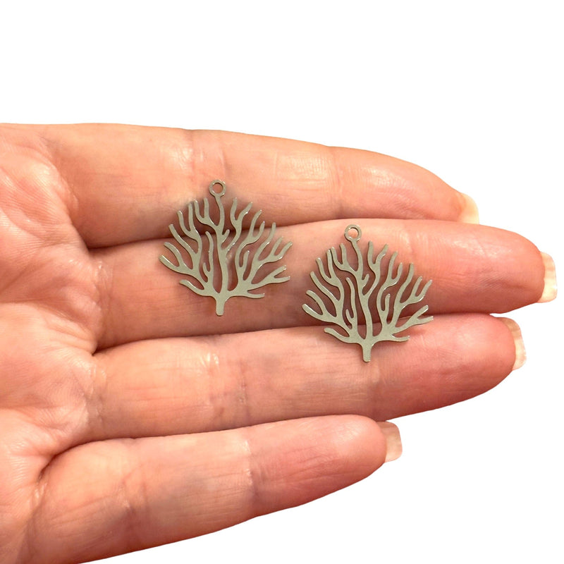 Stainless Steel Coral Reef Charms, Laser Cut Coral Reef Charms, 2 pcs in a pack