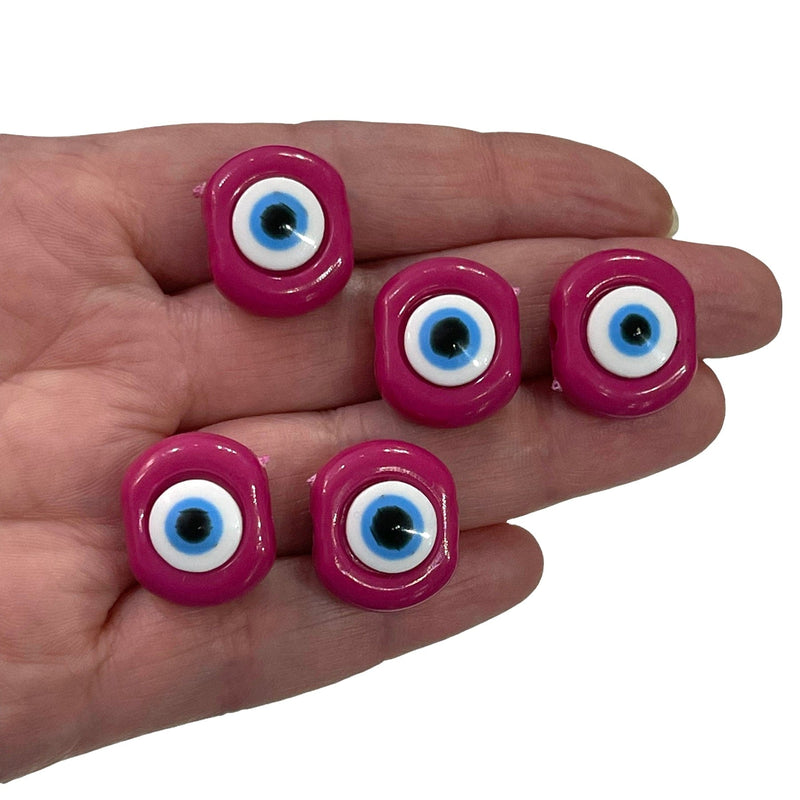 Large Hole Evil Eye Resin Beads, 20mm Beads, 3.6mm Hole, 5 Beads in a Pack