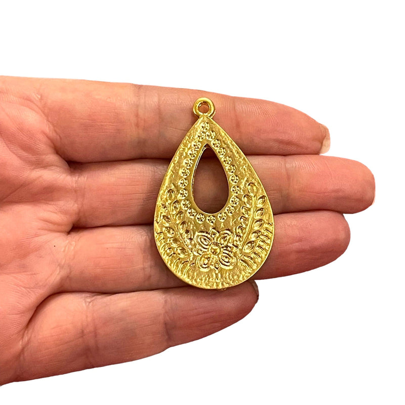 24Kt Matte Gold Plated Authentic Drop Pendant