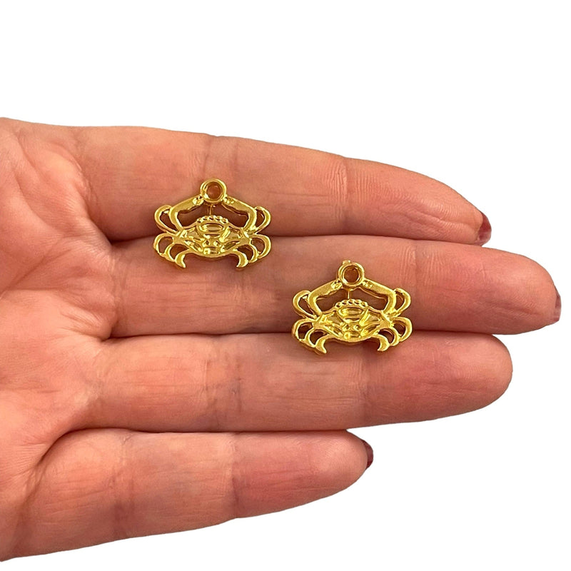 24Kt Matte Gold Plated Crab Charms, 2 pcs in a pack