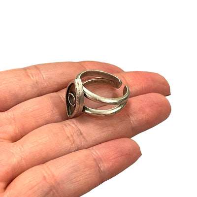 Silver Ring Setting, Antique Silver Plated Brass Adjustable Ring Blank, Adjustable Ring Bezel