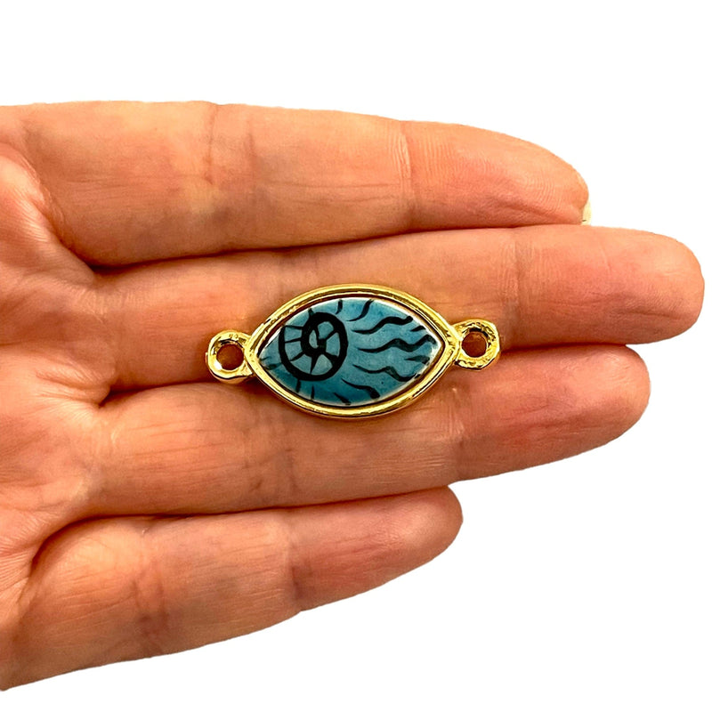 24Kt Gold Plated Hand Made&Paint Ceramic Eye Connector