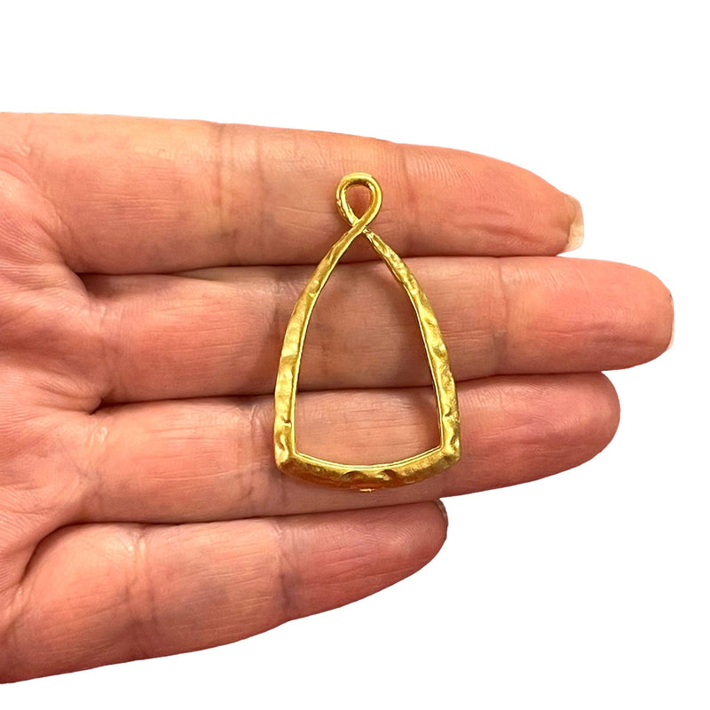 24Kt Matte Gold Plated Hammered Triangle Charms, Gold Hammered Triangle Charms,2 pcs in a pack