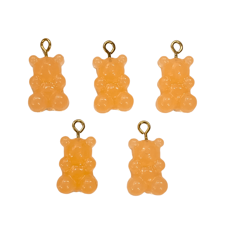 5 pcs in a pack, Jelly Bear Charms, Gummy Bear Resin With Loop, Jelly Bear Shaped Resin Charms  12x22mm,