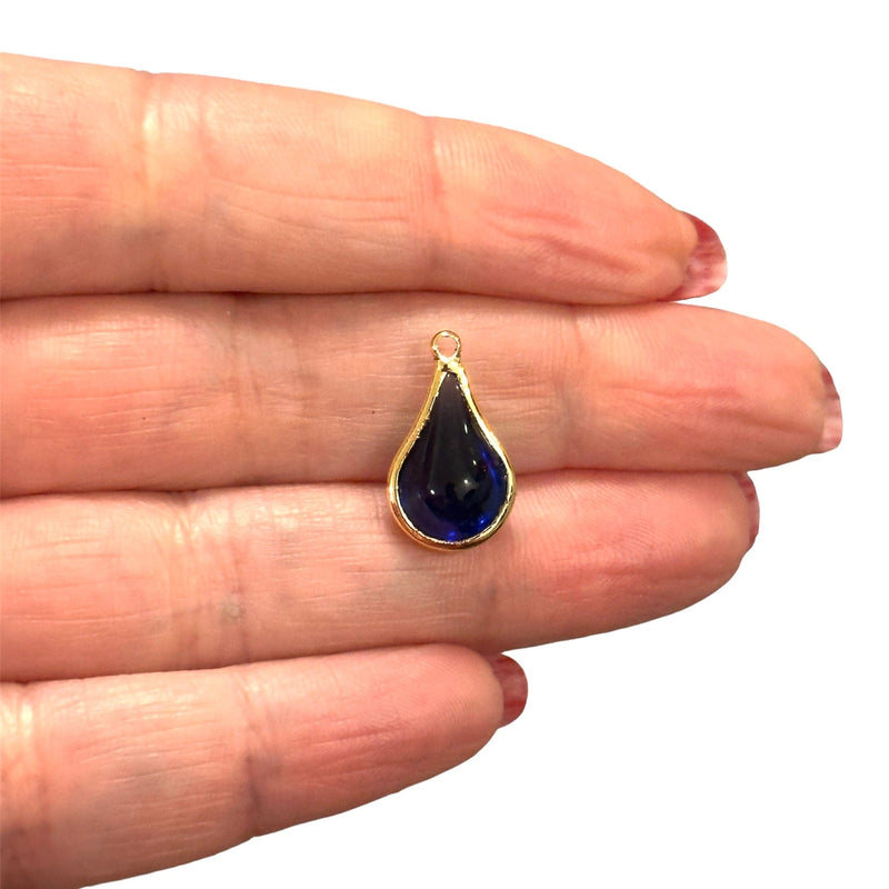 24Kt Gold Plated Blue Glass Drop Charm