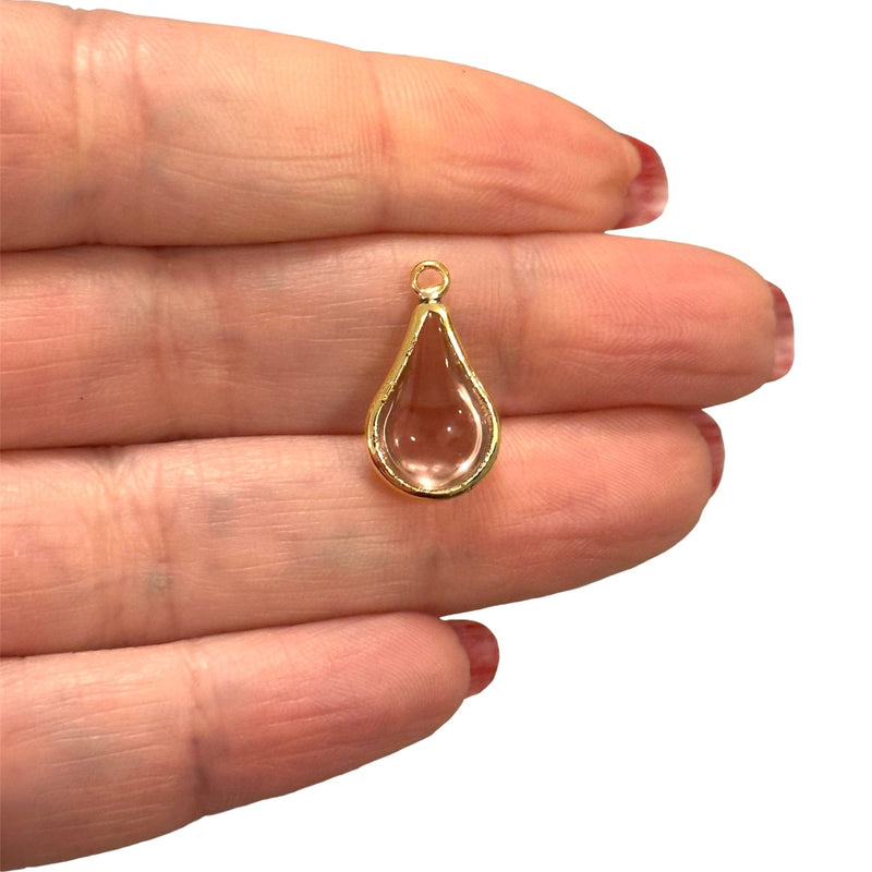 24Kt Gold Plated Rose Glass Drop Charm