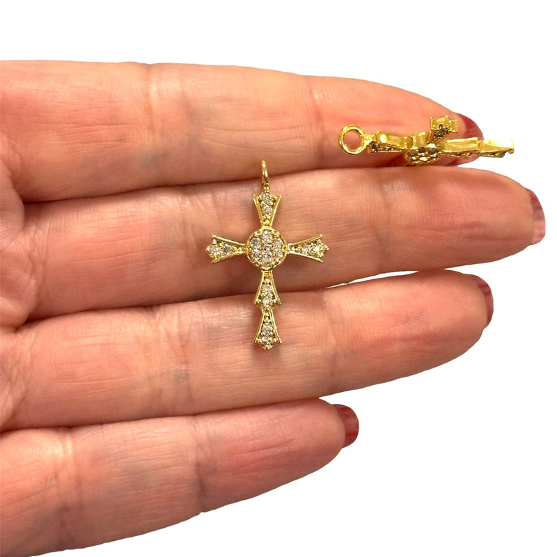 24Kt Gold Plated Stunning Cubic Zirconia Cross Crucifix Pendant