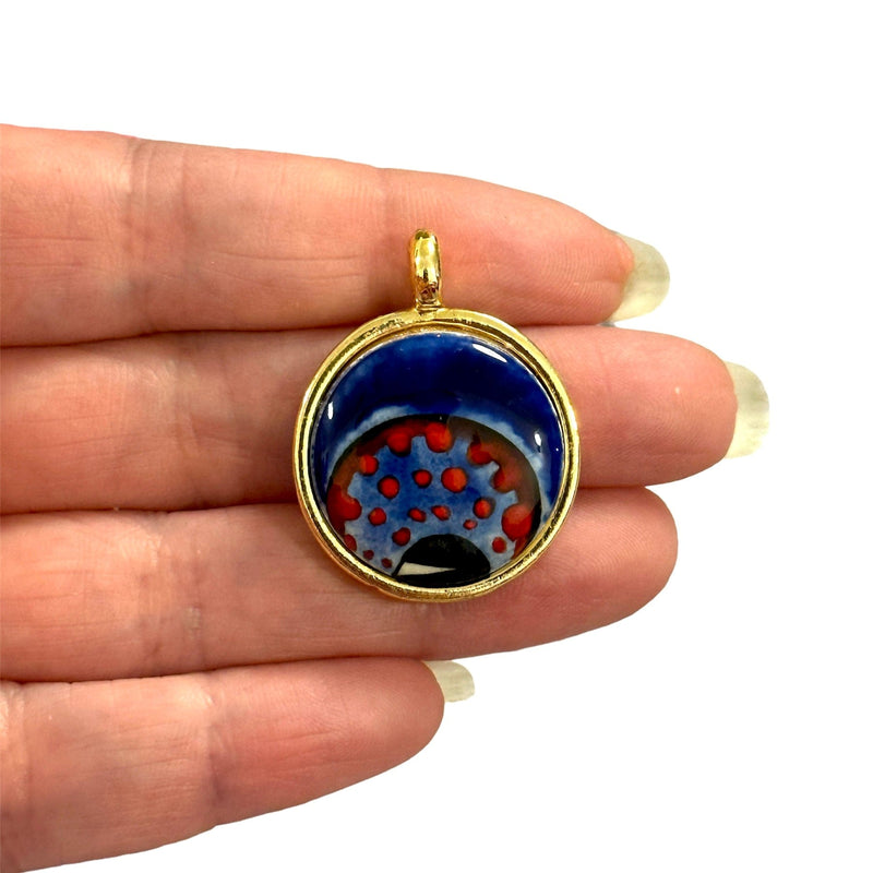 24Kt Gold Plated Hand Made&Paint Ceramic Eye Pendant