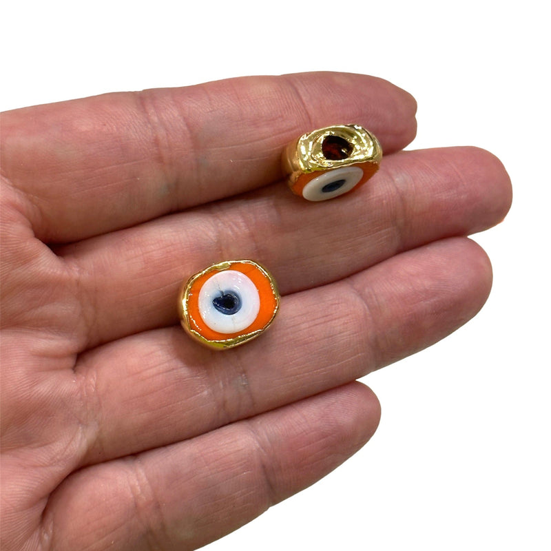 24Kt Gold Plated Hand Made Evil Eye Beads,  Hand Made Evil Eye Beads Orange