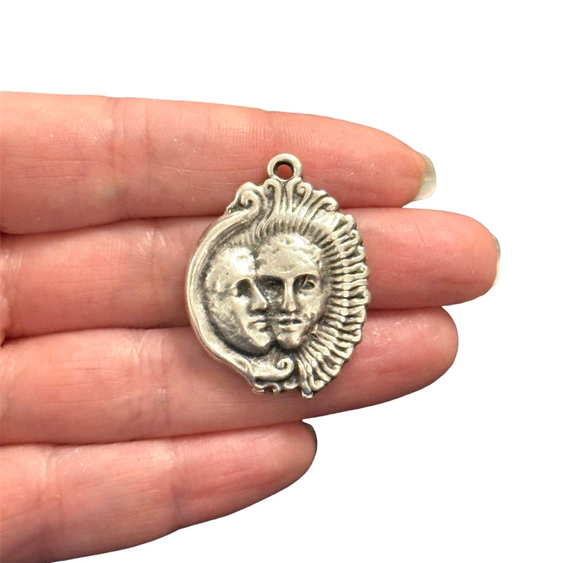 Antique Silver Plated Mask Pendant