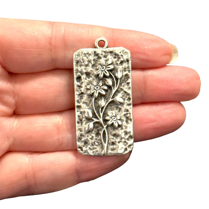 Antique Silver Plated Flower Pendant