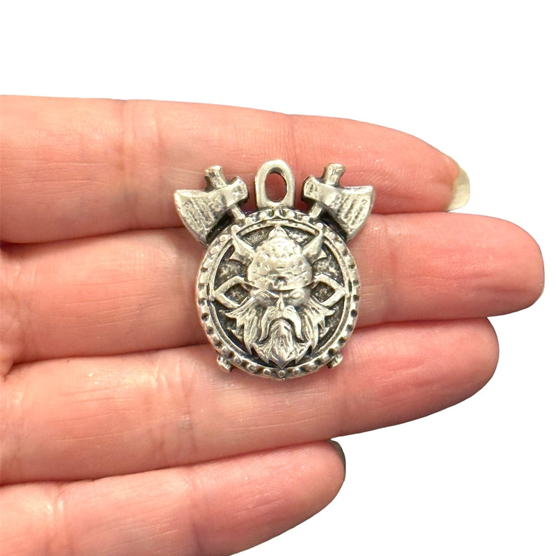 Antique Silver Plated Viking Pendant