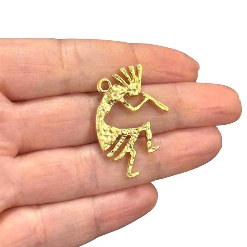 Matte Gold Plated Kokopelli Charm