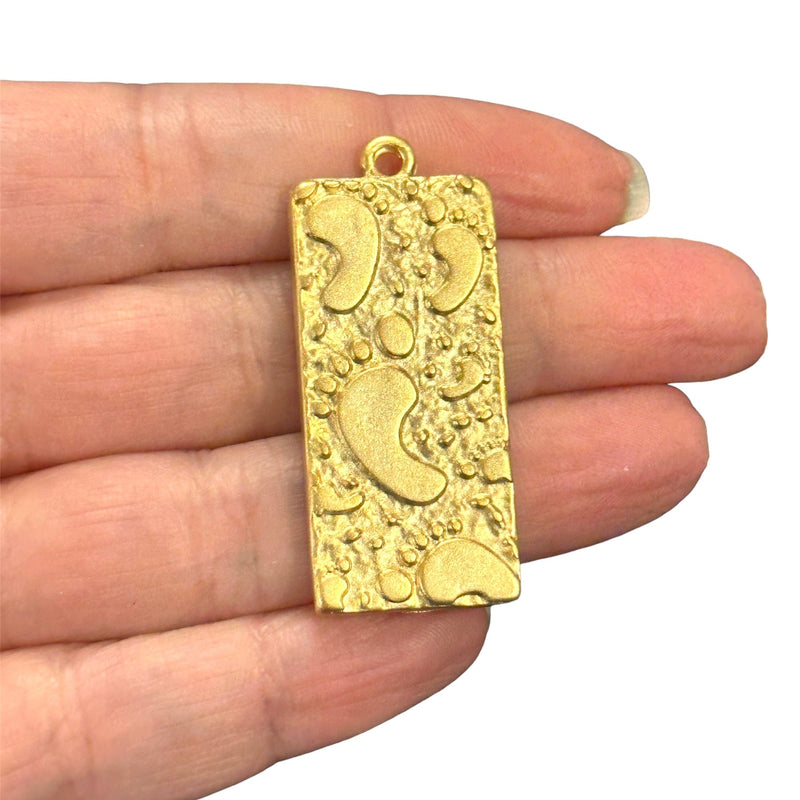 Matte Gold Plated Foot Print Pendant