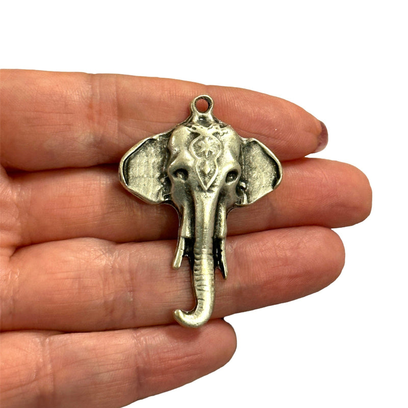 Antique Silver Plated Large Elephant Pendant