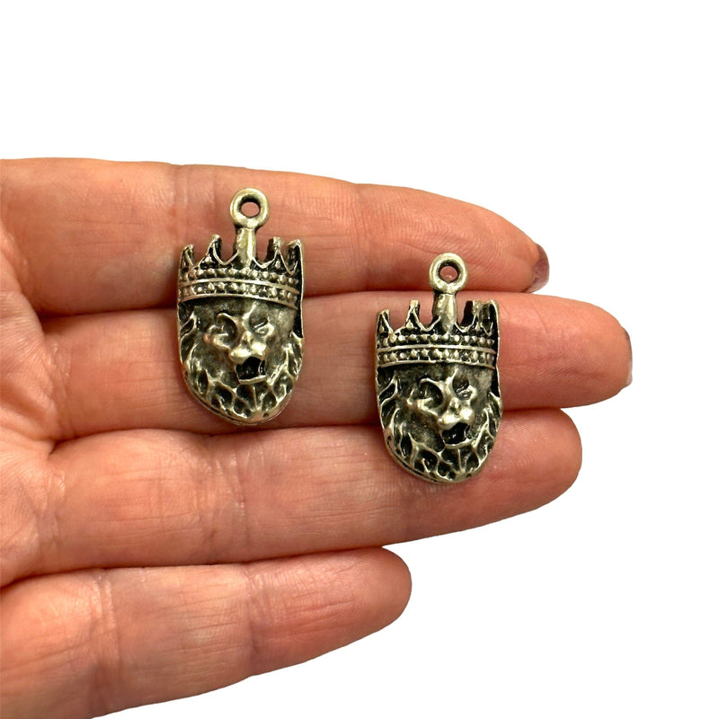 Antique Silver Plated Lion King Charms, 2 pcs in a pack