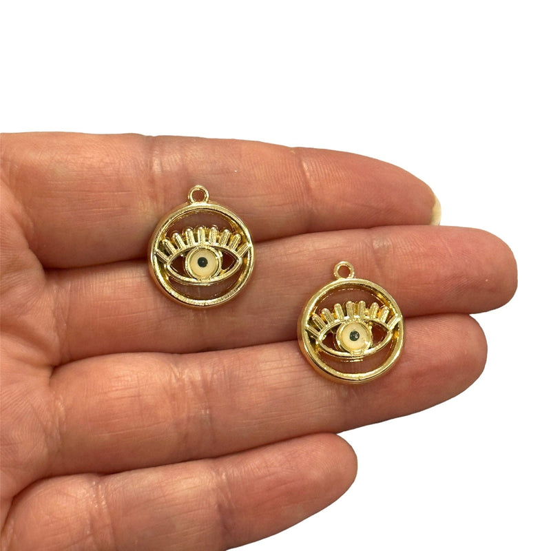 24Kt Gold Plated Eye Charms, 2pcs in a pack