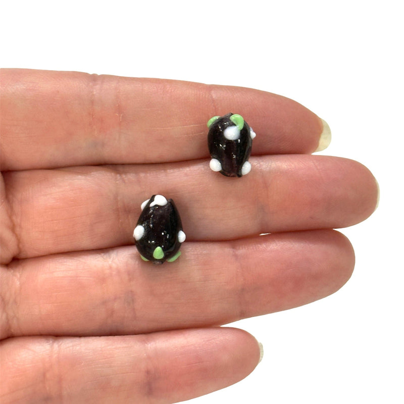 Hand Made Burgundy Glass Vertical Hole FruitVine Beads, 2 Pcs in a pack