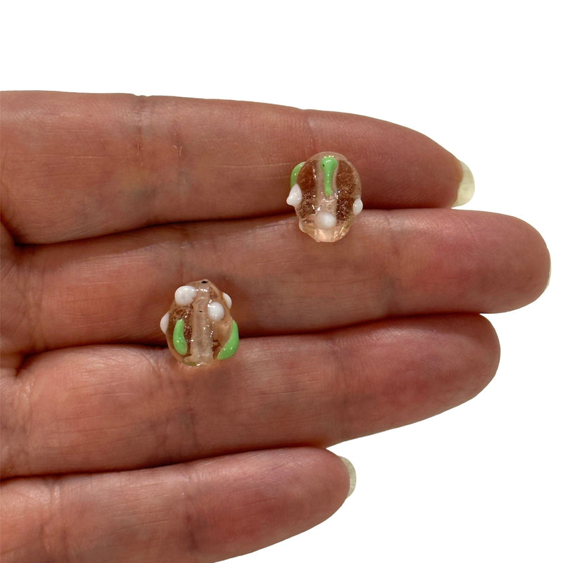 Hand Made Honey Glass Vertical Hole FruitVine Beads, 2 Pcs in a pack