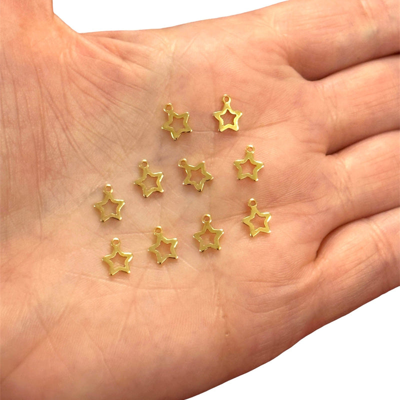 24Kt Gold Plated Star Charms, 10 pcs in a pack