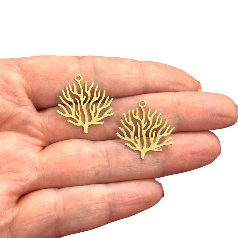 Raw Brass Coral Reef Charms, Laser Cut Coral Reef Charms,2 pcs in a pack