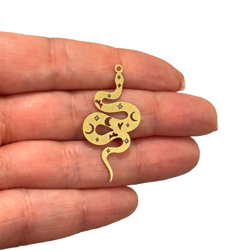 Raw Brass Snake Charm,Laser Cut Snake Charm