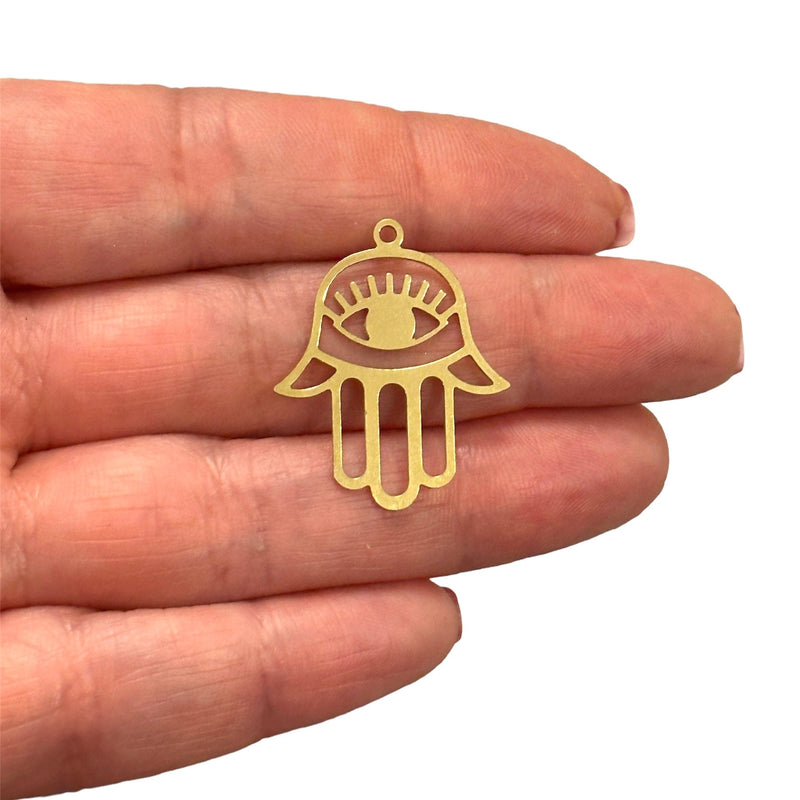 Raw Brass Hamsa Charm,Laser Cut Hamsa Hand Charm