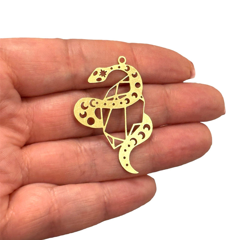 Raw Brass Snake Charm,Laser Cut Snake Charm