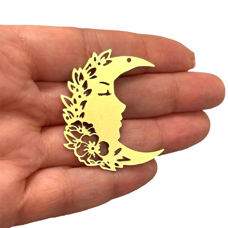 Raw Brass Crescent Charm,Laser Cut Crescent Charm