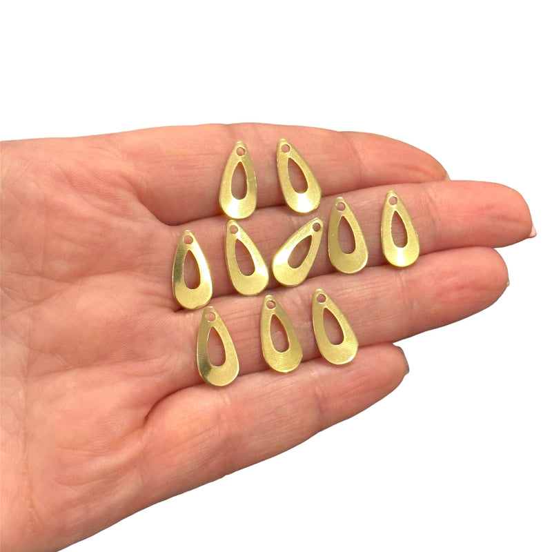 Raw Brass Drop Charms,10 pcs in a pack