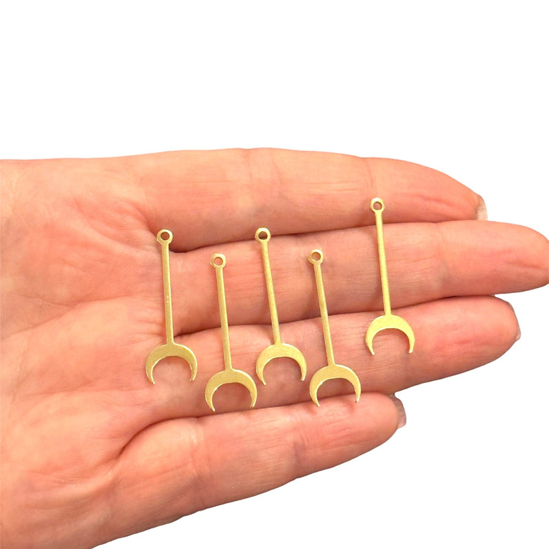 Raw Brass Crescent Stick Charms,5 pcs in a pack