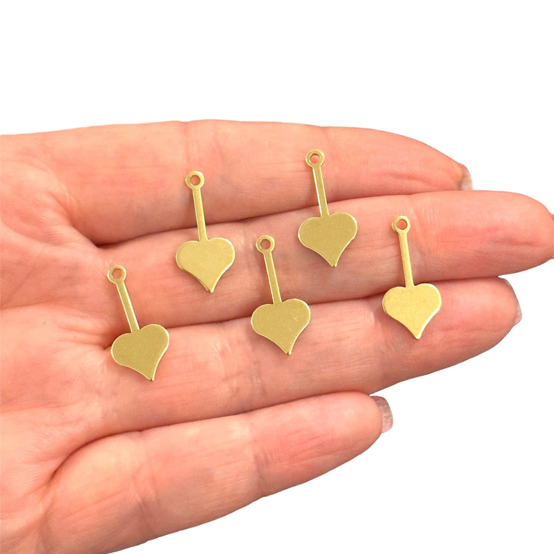 Raw Brass Heart Stick Charms,5 pcs in a pack