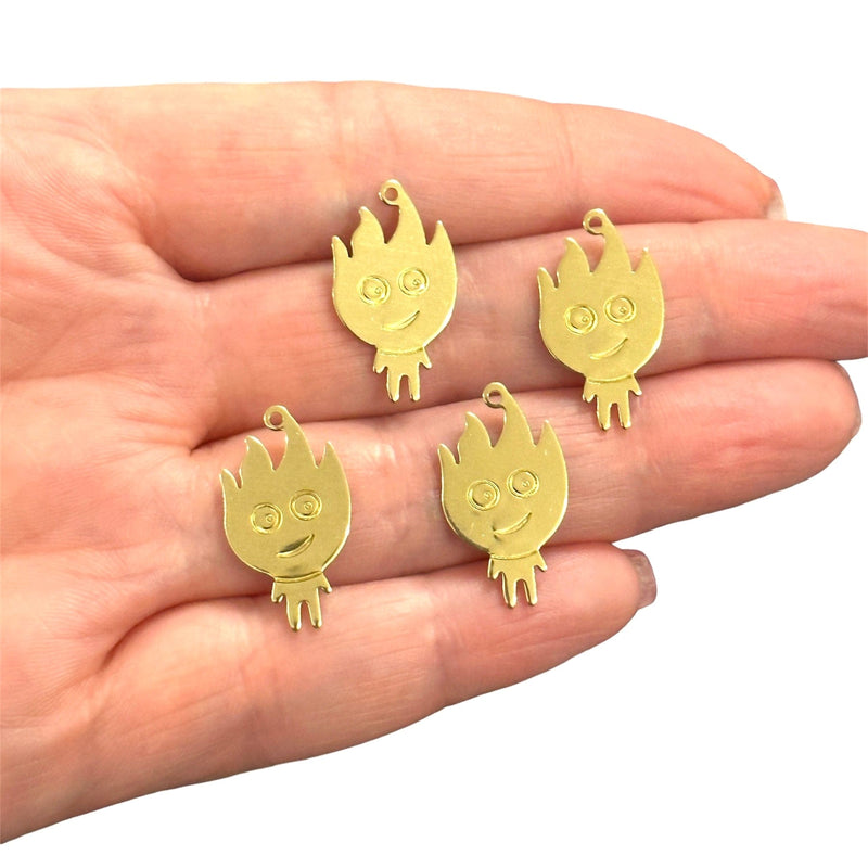 Raw Brass Fireboy Charms,4 pcs in a pack