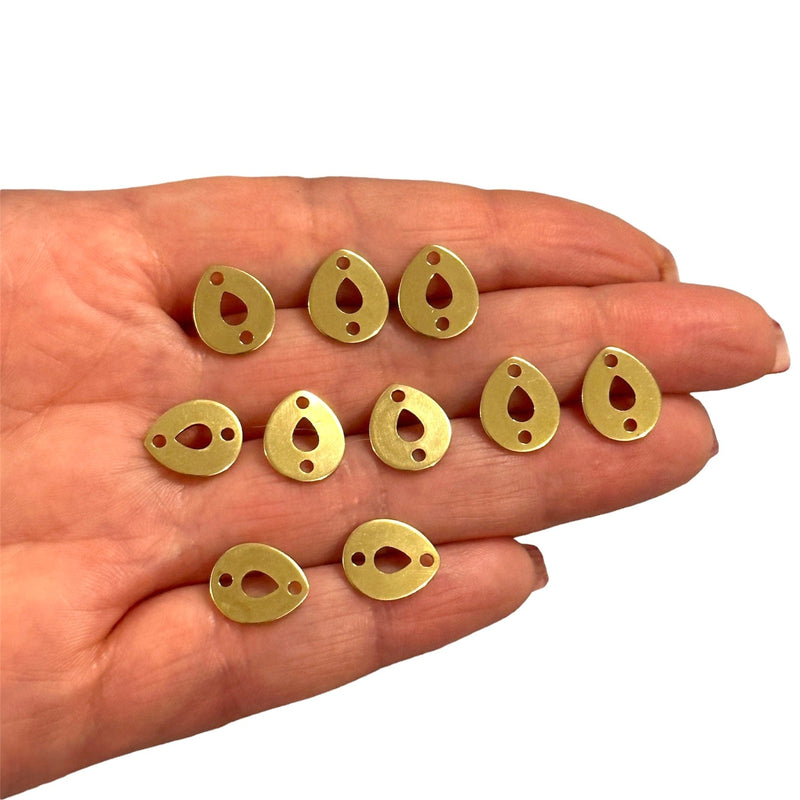 Raw Brass Drop Charms, 10 pcs in a pack