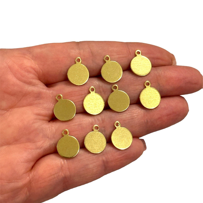 Raw Brass Round Tag Charms,10 pcs in a pack