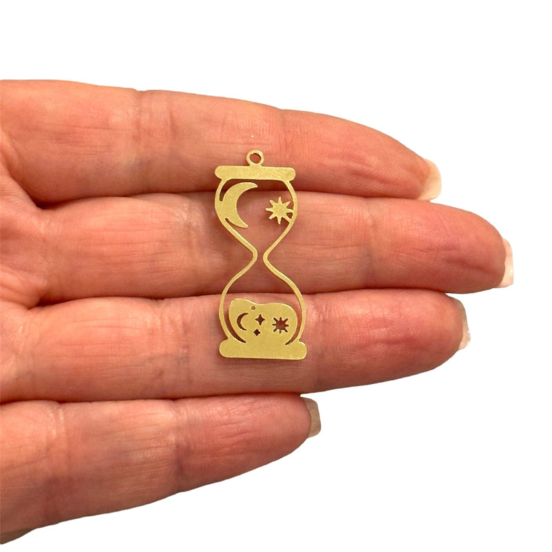 Raw Brass Sand Watch Charm, Laser Cut Sand Watch Charm