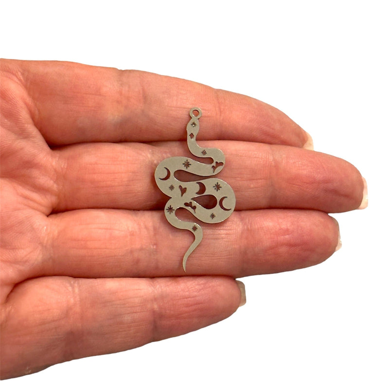 Stainless Steel Snake Charm,Laser Cut Snake Charm