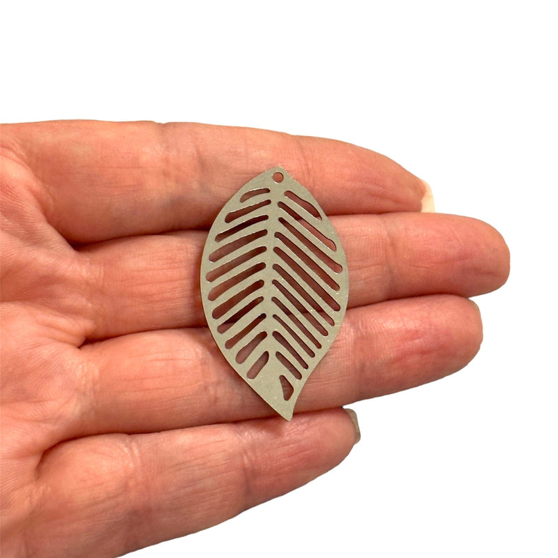 Stainless Steel Leaf Charm, Laser Cut Leaf Charm