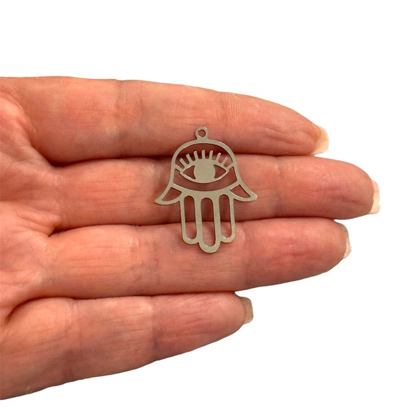 Stainless Steel Hamsa Charm,Laser Cut Hamsa Hand Charm