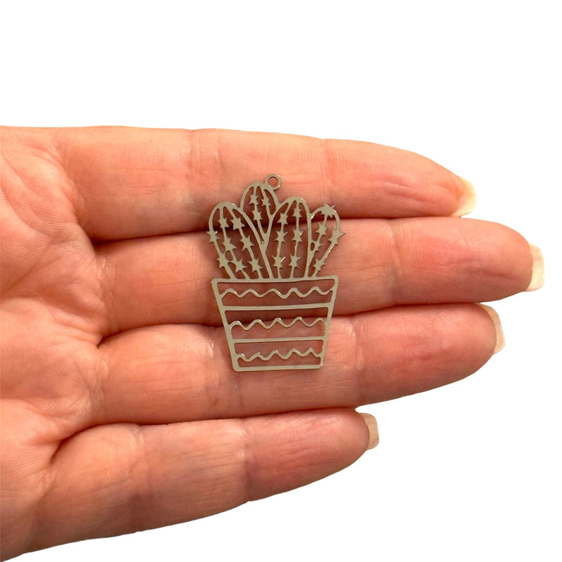 Stainless Steel Cactus Charm,Laser Cut Cactus Charm