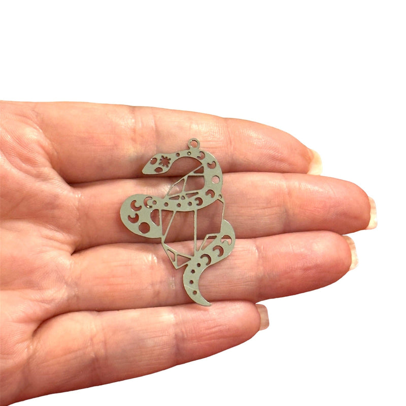 Stainless Steel Snake Charm,Laser Cut Snake Charm