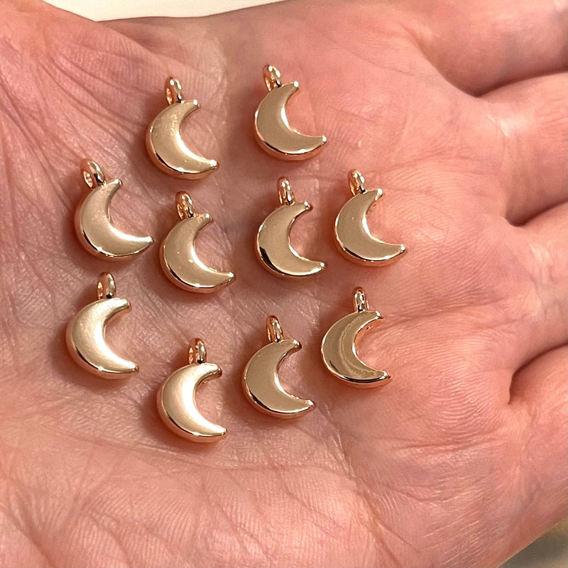 Rose Gold Plated Crescent Charms, 10 pcs in a pack