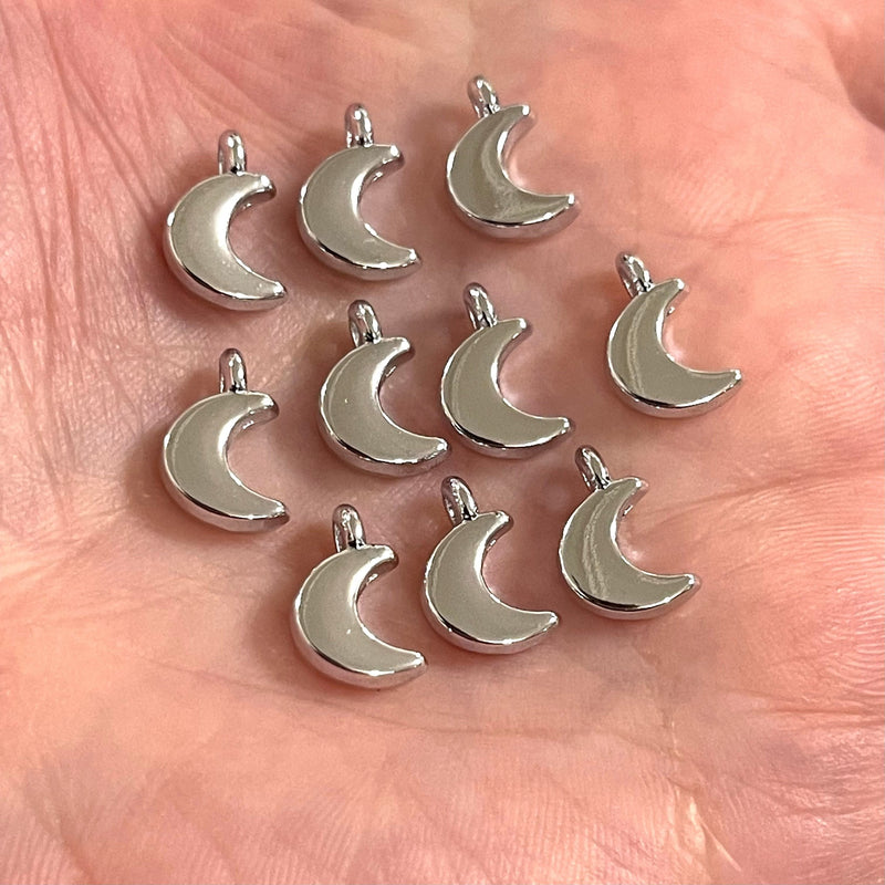 Silver Plated Crescent Charms, 10 pcs in a pack